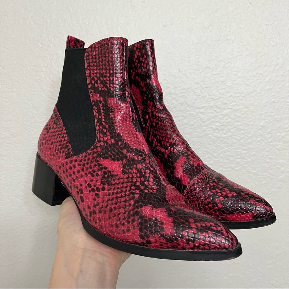 Anthropologie Pink Ankle Boots with Block Heel